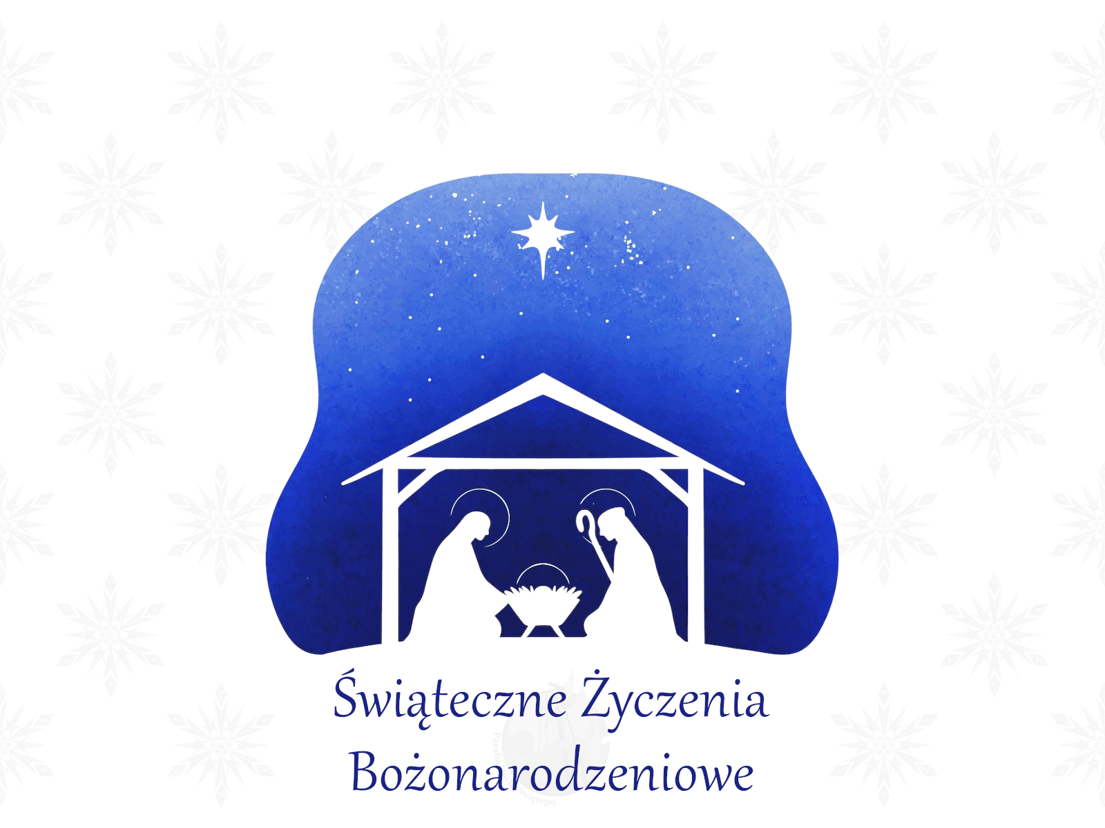 Kartka Bożonarodzeniowa 2025 kartka świąteczna katolicka religijna Boże Narodzenie Święta Parafia Poniatowa logo grafika Świąteczne Życzenia Bożonarodzeniowe 2025